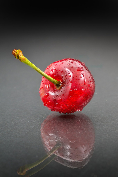 Ripen cherries against black background - Photo, Image