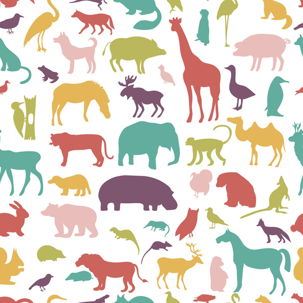 Animals silhouette seamless pattern. - Vettoriali, immagini