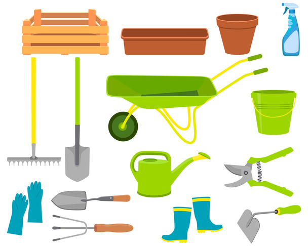 Conjunto de ícones ferramentas de jardim isolado no fundo branco. Ilustração vetorial
 - Vetor, Imagem