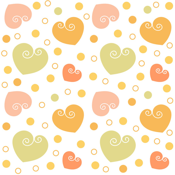Seamless doodle hand drawn linear hearts background. - Vector, imagen