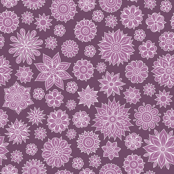 Vector seamless floral pattern with flowers and leaves - Vektori, kuva