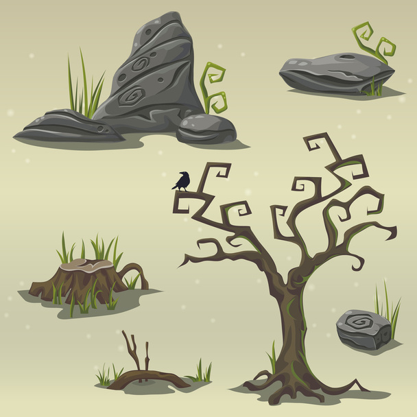 Набор элементов для локации компьютерной игры болото
 - Вектор,изображение