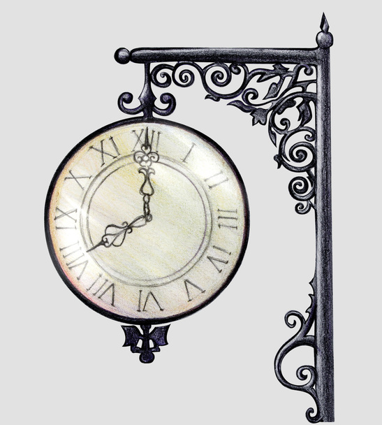 Retro köztéri óra - Vektor, kép