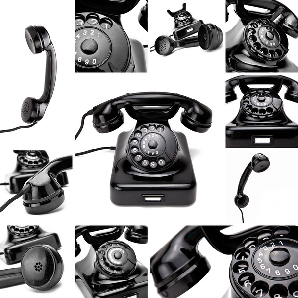 Vieux collage de téléphone noir
 - Photo, image