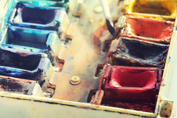 Photo of watercolor palette as background - 写真・画像