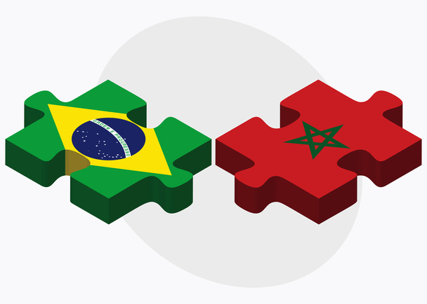 Brazilië en Marokko vlaggen - Vector, afbeelding