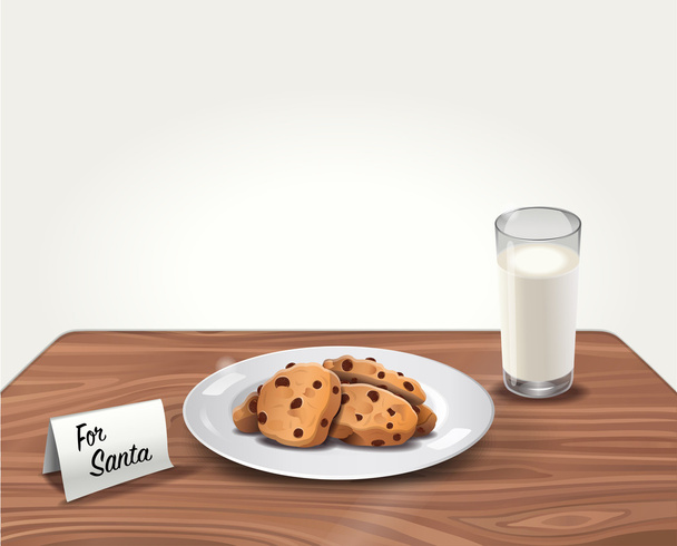 Cookies vectoriels et lait pour le Père Noël sur la table
 - Vecteur, image