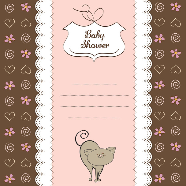 Novo bebê menina chuveiro cartão com gato
 - Foto, Imagem