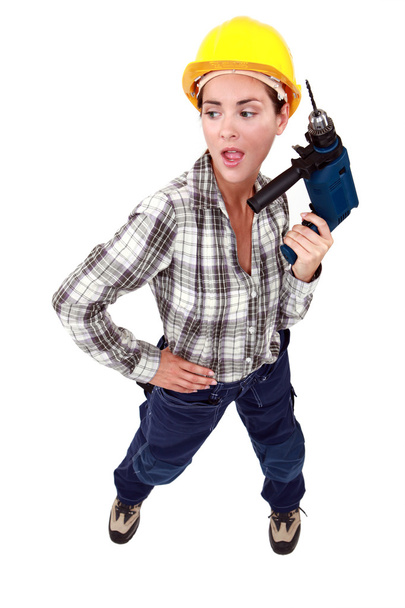 Handywoman with drill - Photo, Image