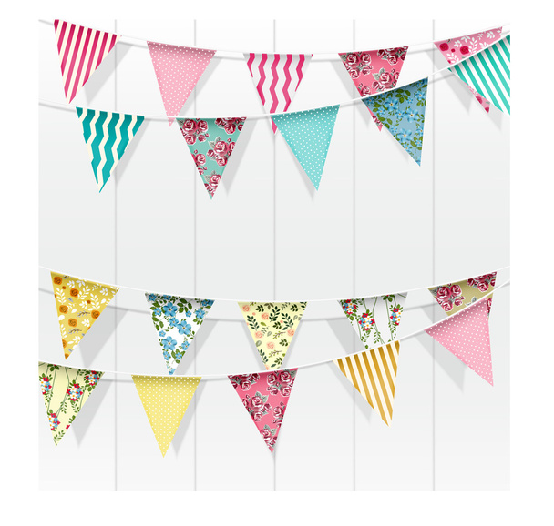 Bunting flags decoration on isolated background - Vettoriali, immagini
