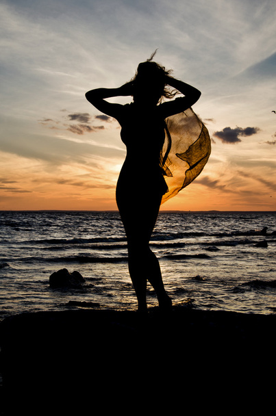 romantic silhouette against sunset - Photo, Image