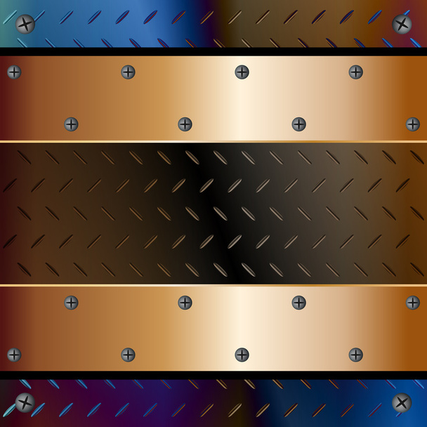Grafische Darstellung des technischen Hintergrunds mit Platten, die mit Schrauben befestigt sind - Vektor, Bild