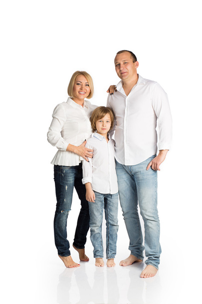 familia feliz sobre fondo blanco - Foto, Imagen