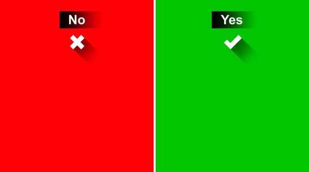 No and Yes with Tick marks on Green and Red Background - Photo, Image