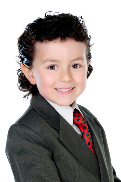 Little businessman with red tie - Foto, Imagen