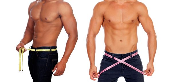 male bodies with tape measures - Photo, image