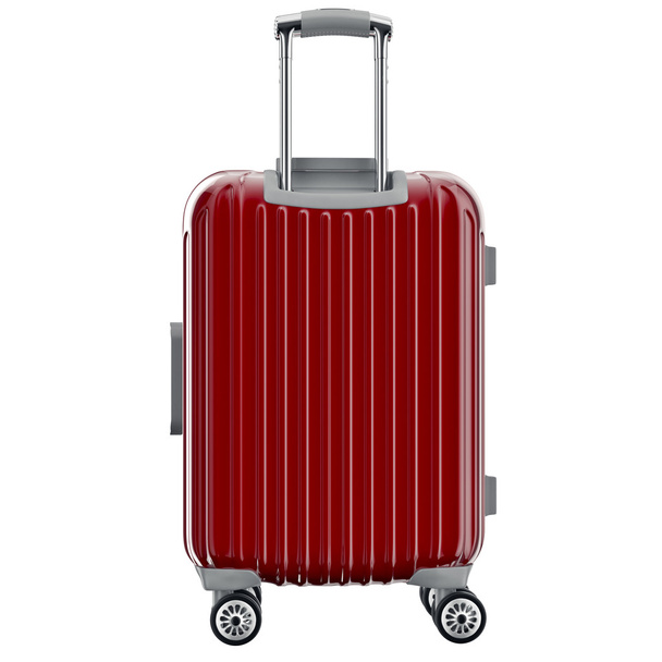 Luggage on wheels red, back view - Fotoğraf, Görsel