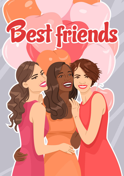 Плакат с подружками
 - Вектор,изображение