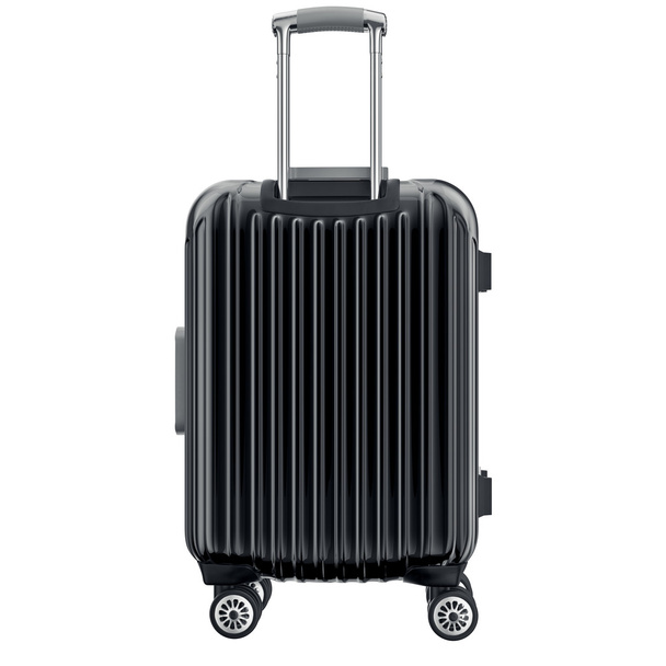 Luggage on wheels black, back view - Zdjęcie, obraz