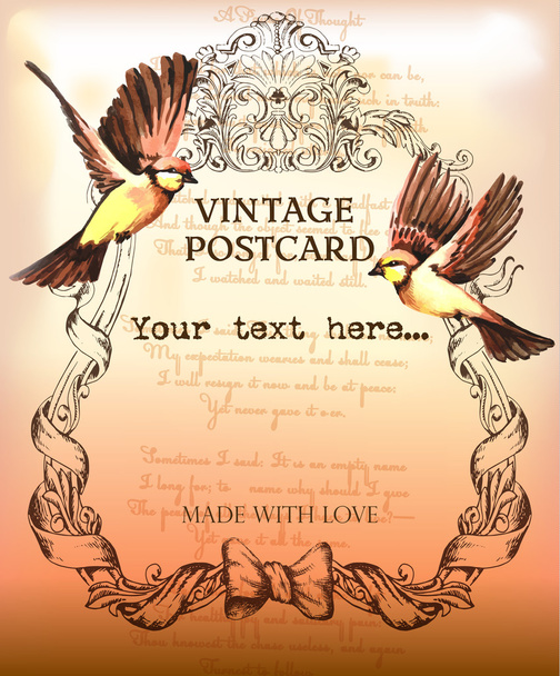 vintage postcard with a painted classic frame  - Vector, Image
