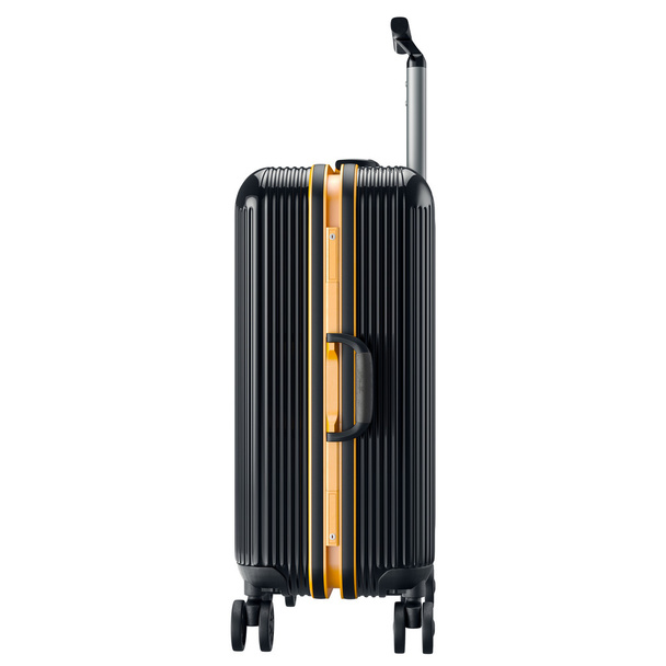 Металлический багаж черный, вид сбоку
 - Фото, изображение