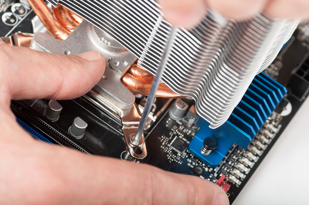 Man repair cooler for computer - Photo, Image