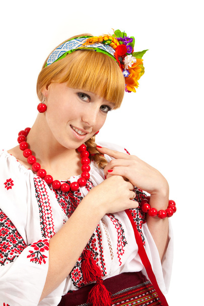 Attractive woman wears Ukrainian national dress - Photo, image