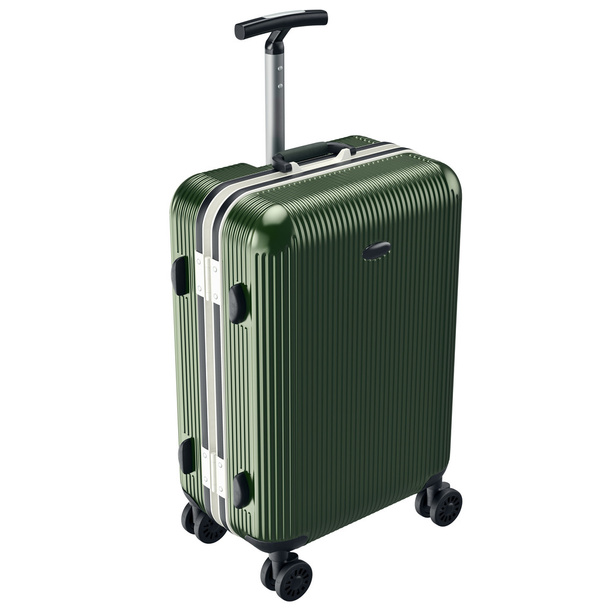 Green luggage on wheels - 写真・画像