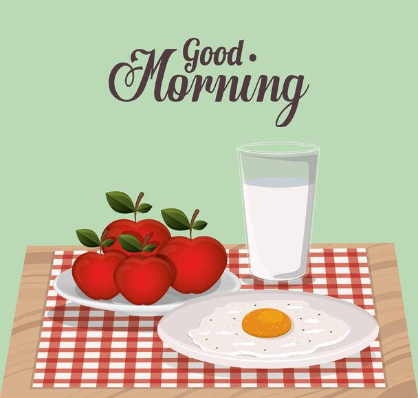 Günaydın tasarım Servis Kahvaltı - Vektör, Görsel