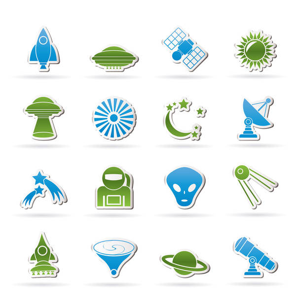 Astronautics, space and universe icons - Vector, Imagen