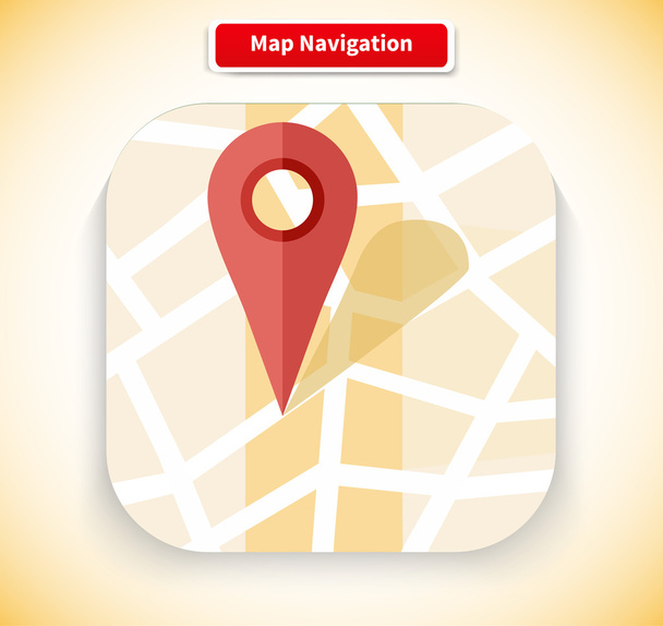 Map Navigation App Icon Flat Style Design - Vector, Image