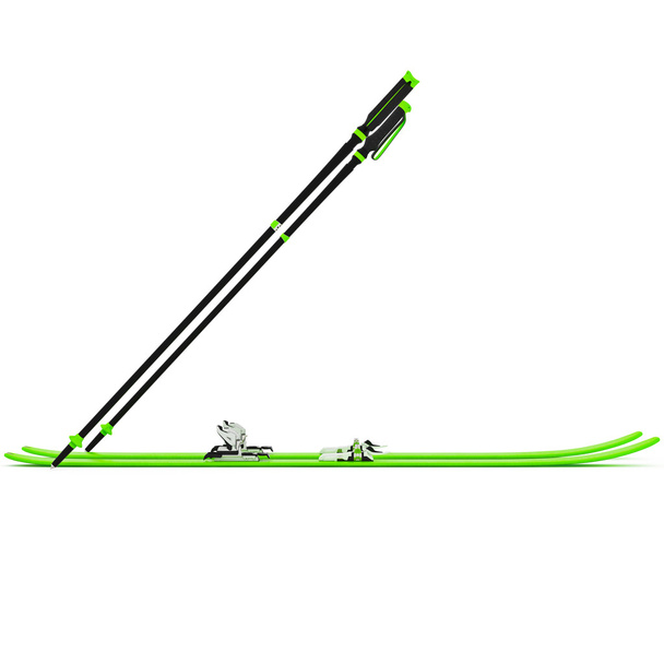 Sports skiing green ski poles, side view - Foto, immagini