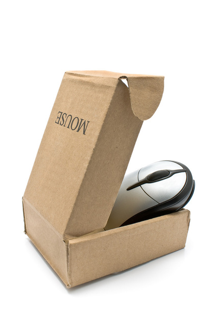 Computer mouse in cardboard box - Photo, Image