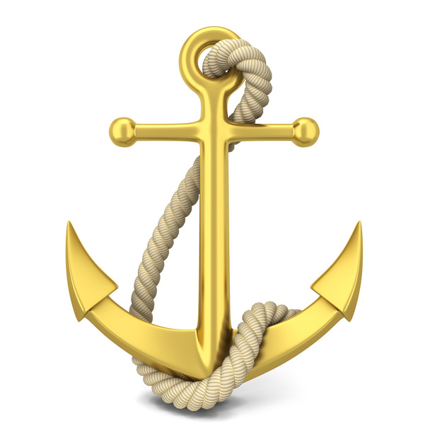 Golden anchor. 3d illustration - Fotografie, Obrázek