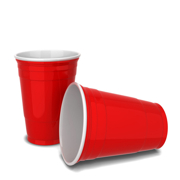 Red plastic cup - Foto, afbeelding