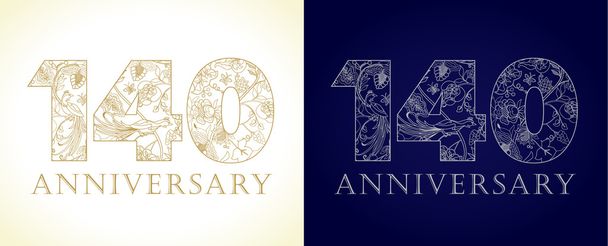 140 Jahrestag vintage logo. - Vektor, Bild