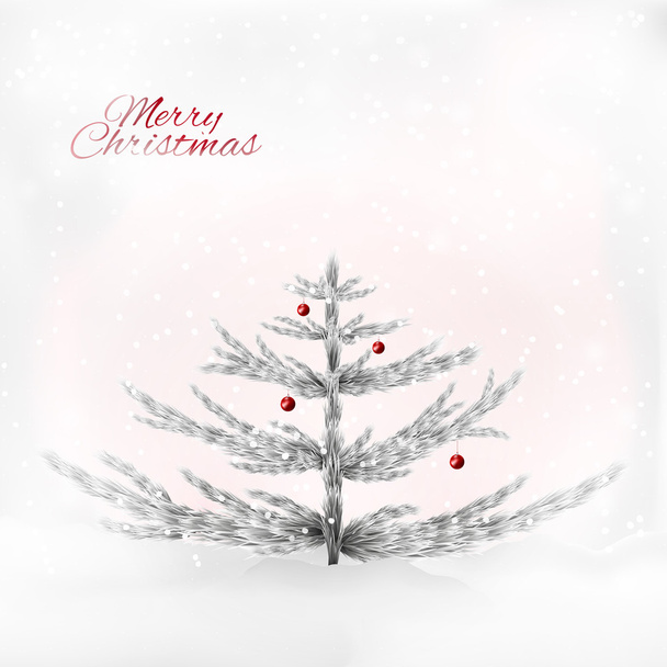 realistischer silberner Weihnachtsbaum auf sinnlichem Hintergrund - Vektor, Bild