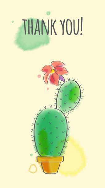 Postkarte mit Kaktus - Vektor, Bild