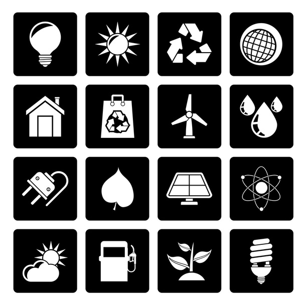 Black Ecology, nature and environment Icons - Vector, Image