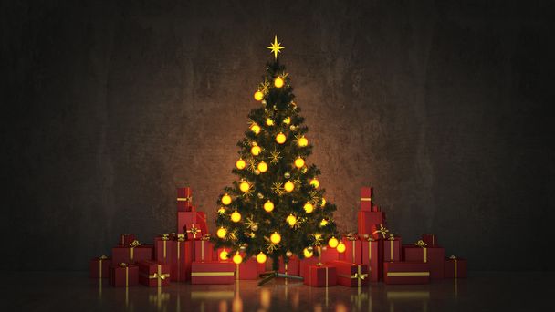 Árbol de Navidad con Regalos, Concepto de Navidad
. - Foto, imagen