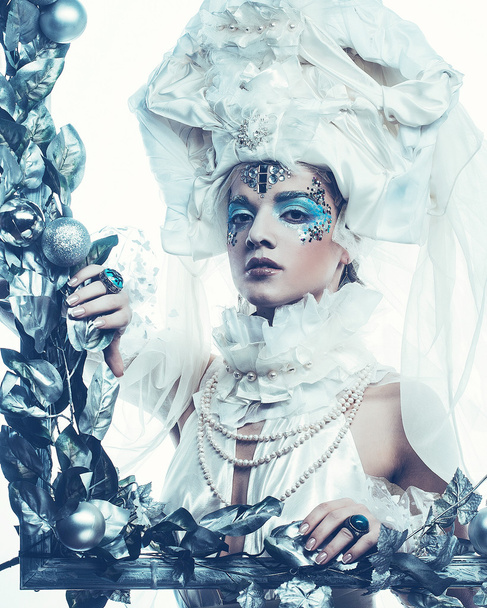 Winter beauty woman. Holiday makeup. - Photo, Image