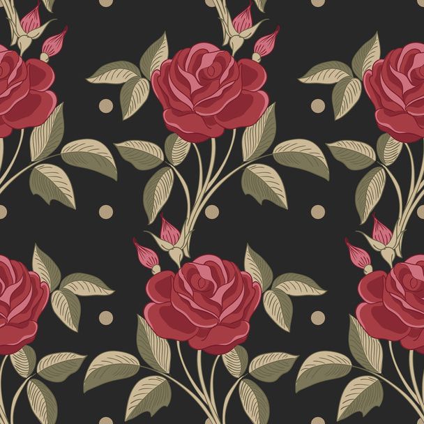 Seamless pattern with roses - Vector, afbeelding