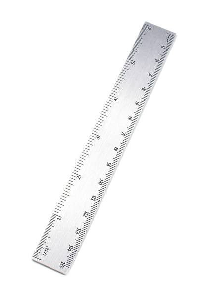 Металева лінійка ізольована на білому тлі
 - Фото, зображення