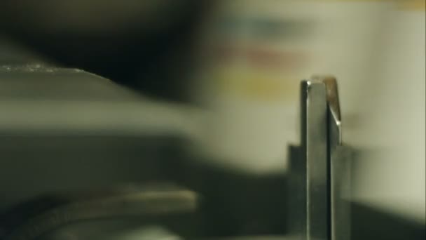 Part of a production line of paper packaging - extreme close-up - Video, Çekim