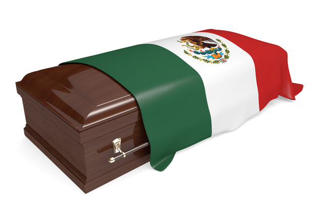 Coffin covered with the national flag of Mexico - Photo, Image