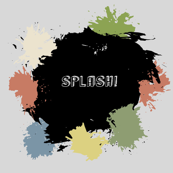 Color splash. Blot on grey background - Διάνυσμα, εικόνα