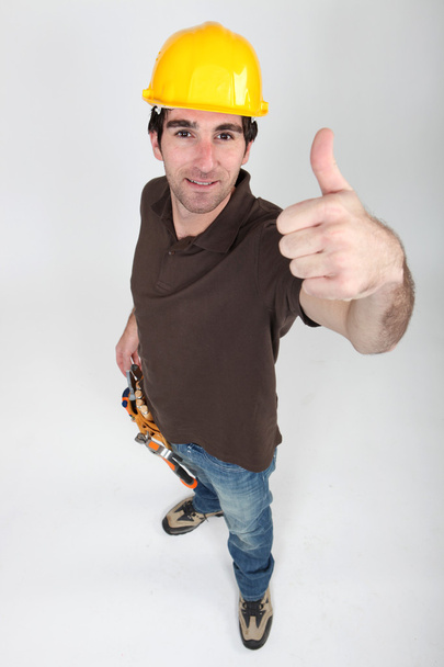 Thumbs up from a builder - Foto, Imagen