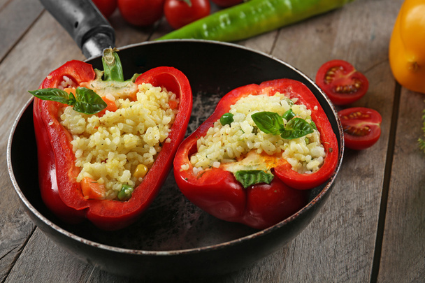 Stuffed peppers with vegetables on table close up - Foto, immagini