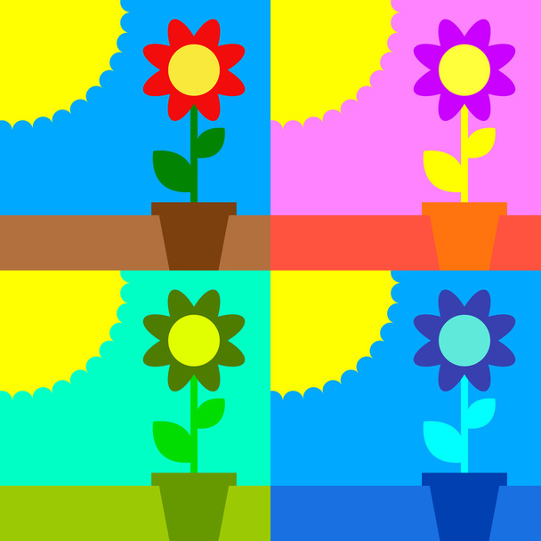 Sol y flor
 - Vector, imagen