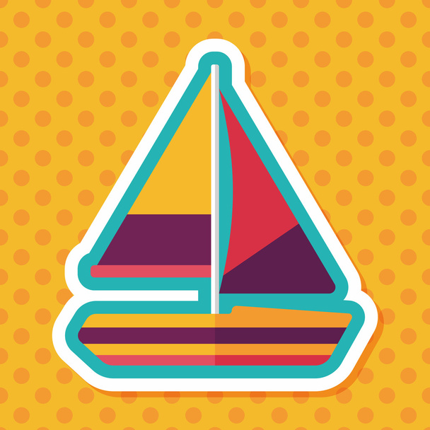 Transportation sailboat flat icon with long shadow,eps10 - Wektor, obraz